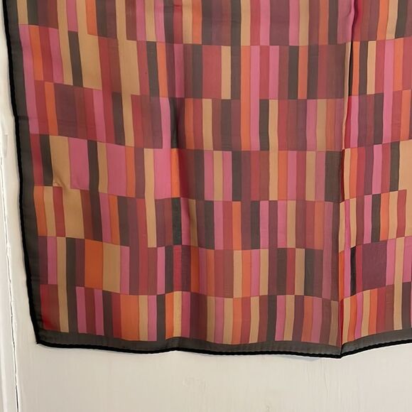 Echo pink, black & orange semi sheer chiffon polyester scarf - Picture 6 of 6